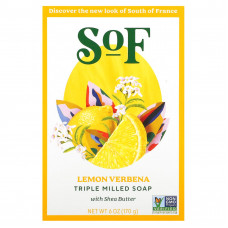 SoF, кусковое мыло тройного помола с маслом ши, лимонная вербена, 170 г (6 унций)