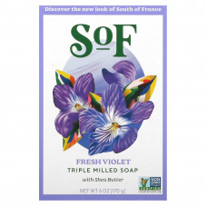 SoF, кусковое мыло французского помола с органическим маслом ши, с запахом букета фиалок, 170 г (6 унций)