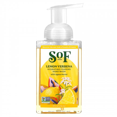 SoF, Увлажняющая пенка для мытья рук с нектаром агавы, лимонной вербеной, 236 мл (8 жидк. Унций)