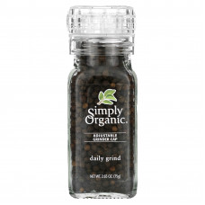 Simply Organic, Ручная мельница, чёрный перец-горошек, 2.65 унции (75 г)