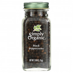 Simply Organic, Зерна черного перца, 2.65 унций (75 г)