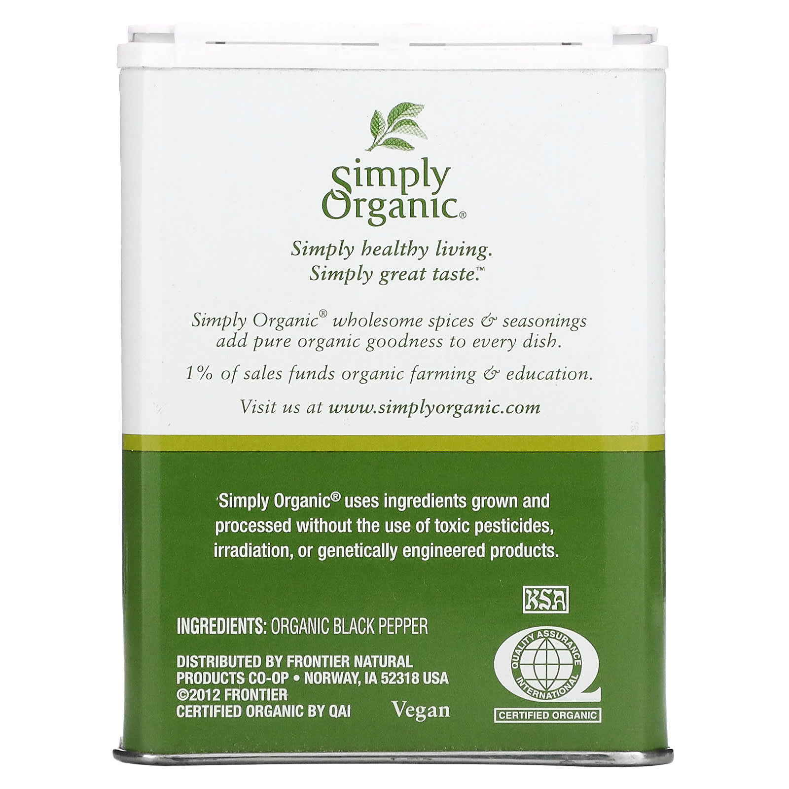 Simply Organic, Молотый черный перец, 113,4 г (4 унции)