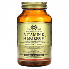 Solgar, витамин E, 134 мг (200 МЕ), 100 вегетарианских капсул
