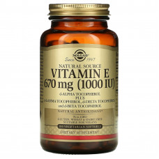 Solgar, натуральный витамин E, 670 мг (1000 МЕ), 100 вегетарианских мягких таблеток