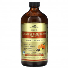 Solgar, цитрат кальция и магния, с витамином D3, в жидкой форме, вкус натурального апельсина и ванили, 473 мл (16 жидк. унций)