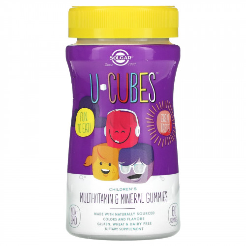 Solgar, U-Cubes, жевательные конфеты для детей с мультивитаминами и микроэлементами, вишня и апельсин, 60 шт.
