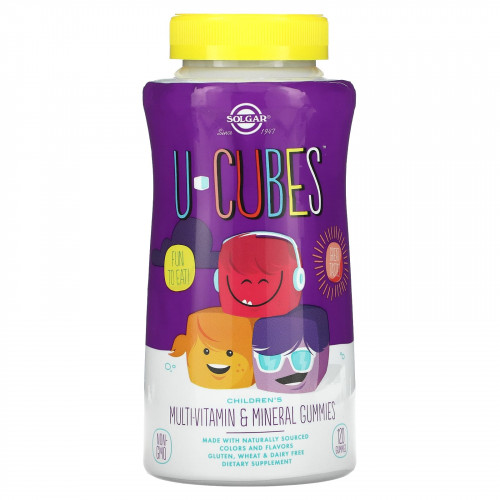 Solgar, U-Cubes, жевательные конфеты для детей с мультивитаминами и микроэлементами, вишня и апельсин, 120 шт.