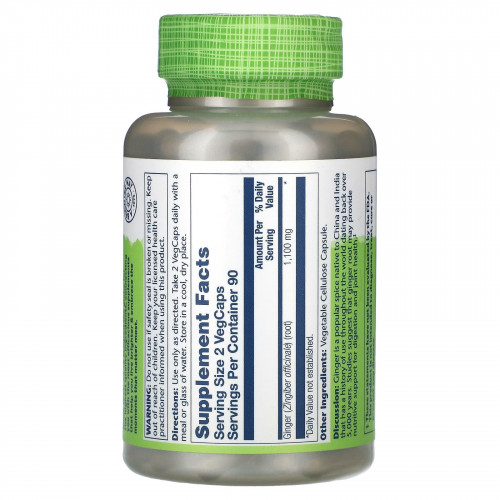 Solaray, True Herbs, имбирь, 1100 мг, 180 капсул на растительной основе