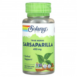 Solaray, True Herbs, сарсапариль, 450 мг, 100 вегетарианских капсул
