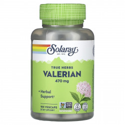 Solaray, True Herbs, валериана, 470 мг, 180 растительных капсул