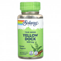 Solaray, True Herbs, желтый док, 500 мг, 100 растительных капсул