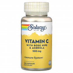 Solaray, Витамин C, с шиповником и ацеролой, 500 мг, 100 капсул