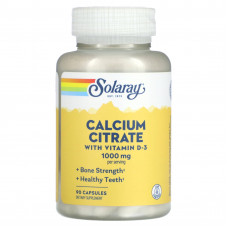 Solaray, Цитрат кальция с витамином D3, 1000 мг, 90 капсул