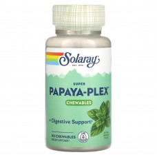 Solaray, Super Papaya-Plex, натуральная свежая мята, 90 жевательных таблеток