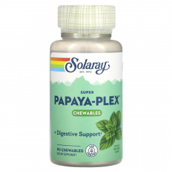 Solaray, Super Papaya-Plex, натуральная свежая мята, 90 жевательных таблеток