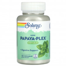 Solaray, Super Papaya-Plex, натуральная свежая мята, 180 жевательных таблеток