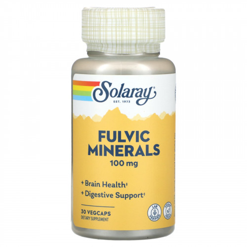 Solaray, Fulvic Minerals, 100 мг, 30 растительных капсул