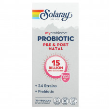 Solaray, Пробиотик Mycrobiome, до и после родов, 15 млрд, 30 растительных капсул