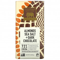 Endangered Species Chocolate, черный шоколад с миндалем и морской солью, 72% какао, 85 г (3 унции)