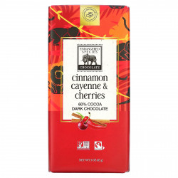 Endangered Species Chocolate, Плитка темного шоколада, корица, кайенский перец и вишня, 60% какао, 85 г (3 унции)