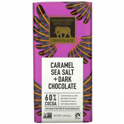 Endangered Species Chocolate, черный шоколад с карамелью и морской солью, 60% какао, 85 г (3 унции)