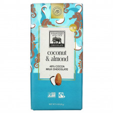 Endangered Species Chocolate, Плитка молочного шоколада, кокос и миндаль, 48% какао, 85 г (3 унции)