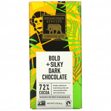 Endangered Species Chocolate, Темный шоколад Bold + Silky, 72% какао, 3 унции (85 г)