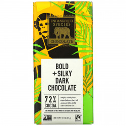 Endangered Species Chocolate, Темный шоколад Bold + Silky, 72% какао, 3 унции (85 г)