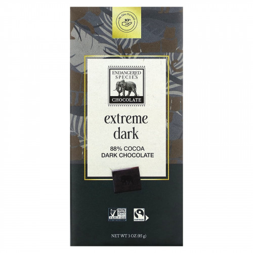 Endangered Species Chocolate, горький, экстрачерный шоколад, 85 г (3 унции)