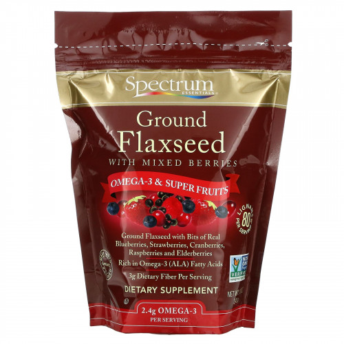Spectrum Essentials, Молотые семена льна с ягодным ассорти, 340 г (12 унций)