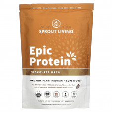 Sprout Living, Epic Protein, органический растительный протеин и суперпродукты, шоколад и мака, 455 г (1 фунт)