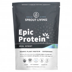 Sprout Living, Epic Protein, органический растительный протеин и суперпродукты, Real Sport, 494 г (1,1 фунта)