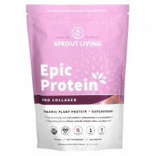Sprout Living, Epic Protein, органический растительный протеин и суперпродукты, профессиональный коллаген, 364 г (0,8 фунта)