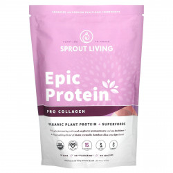Sprout Living, Epic Protein, органический растительный протеин и суперпродукты, профессиональный коллаген, 364 г (0,8 фунта)