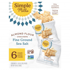 Simple Mills, Крекеры из миндальной муки, морская соль мелкого помола, 6 пакетиков по 23 г (0,8 унции)