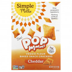 Simple Mills, Pop Mmms, запеченные снеки с растительной мукой, чеддер, 113 г (4 унции)