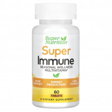 Super Nutrition, Super Immune, мультивитаминный комплекс с глутатионом для укрепления иммунитета, 60 таблеток