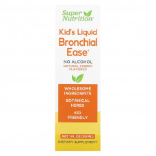 Super Nutrition, Kid's Liquid Bronchial Ease, без спирта, вишня, 30 мл (1 жидк. унция)