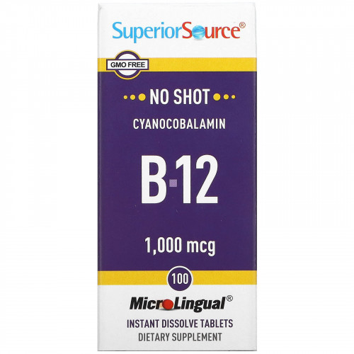 Superior Source, цианокобаламин B12, 1000 мкг, 100 таблеток