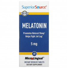 Superior Source, Мелатонин, 5 мг, 60 быстрорастворимых микролингвальных таблеток