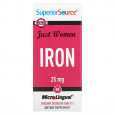 Superior Source, Just Women, железо, 25 мг, 90 быстрорастворимых таблеток
