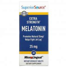 Superior Source, Мелатонин повышенной силы действия, 25 мг, 60 быстрорастворимых таблеток MicroLingual