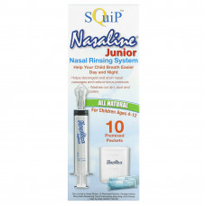 Squip, Nasaline Junior, система промывания носа, для детей в возрасте 4–12 лет, набор из 14 предметов