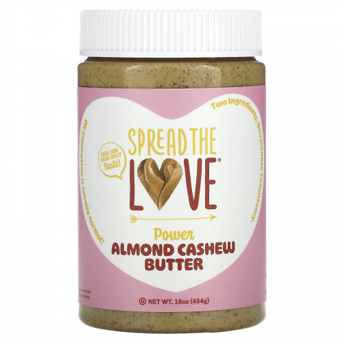 Spread The Love, Power Butter, миндальное масло с кешью, 454 г (16 унций)