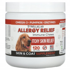 StrellaLab, Allergy Relief, жевательная добавка для поддержки иммунитета, для собак, со вкусом бекона, 120 жевательных таблеток, 264 г (9,3 унции)