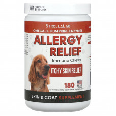 StrellaLab, Allergy Relief, жевательные таблетки для поддержки иммунитета, для собак, 180 жевательных таблеток, 396 г (13,9 унции)