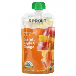 Sprout Organics, Детское питание, от 6 месяцев, морковь, яблоко и манго, 99 г (3,5 унции)