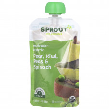 Sprout Organics, детское питание от 6 месяцев, груша, киви, горох и шпинат, 99 г (3,5 унции)
