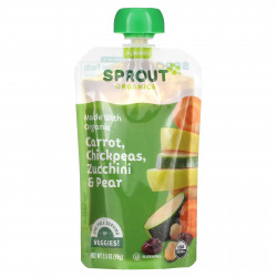 Sprout Organics, Детское питание, этап 2, морковь, нут, цуккини и груша, 99 г