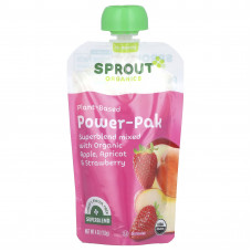 Sprout Organics, Power Pak, от 12 месяцев и старше, яблоко, абрикос и клубника, 113 г (4 унции)